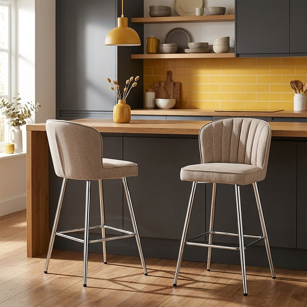 Tabouret Tissu - Chase Crème 