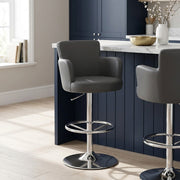 Chaise de Bar Faux Cuir Chrome - Château Gris 
