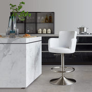 Chaise de Bar Faux Cuir Chrome Brossé - Château Gris 