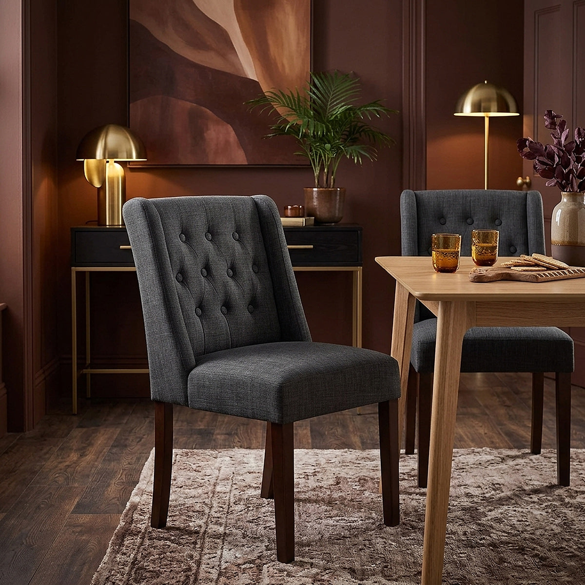 Chaise Tissu Bois - Chatsworth Noyer Gris 