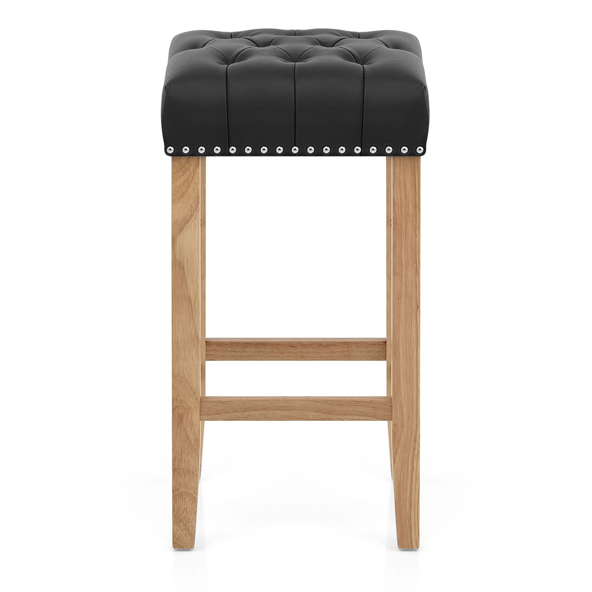 Chaise de Bar Cuir Crouté Bois - Chelsea Noir 