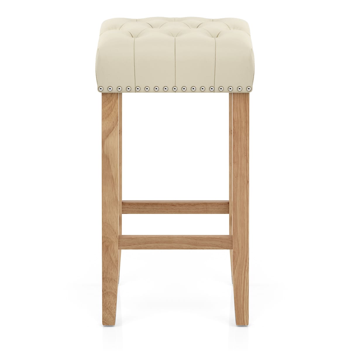 Chaise de Bar Cuir Crouté Bois - Chelsea Crème 