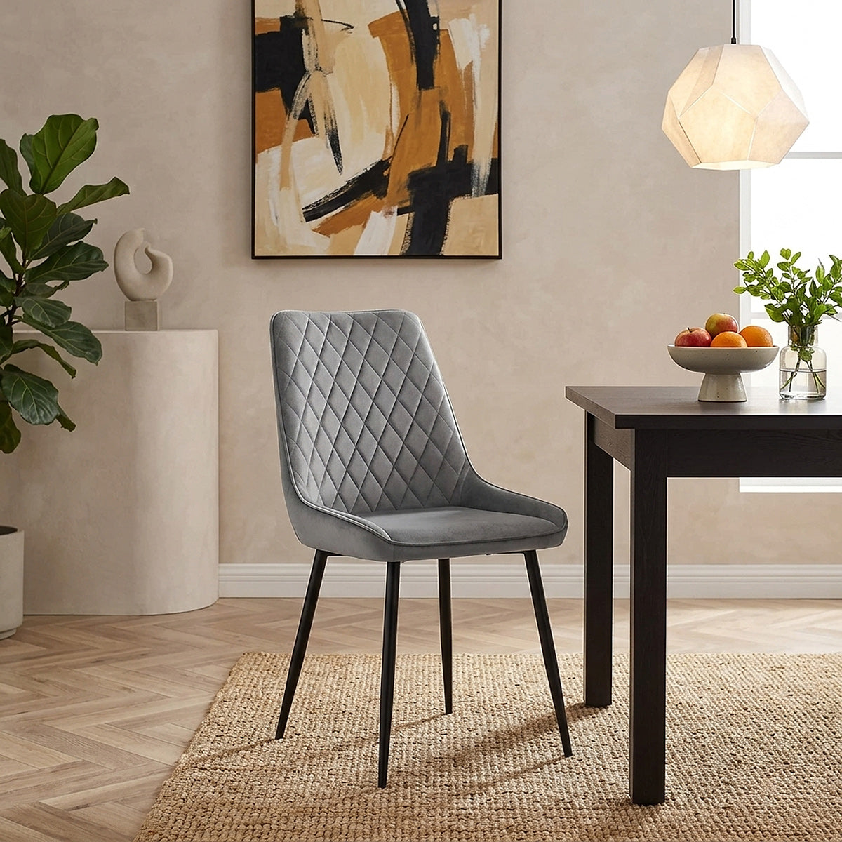 Chaise Velours - Chevy Gris 