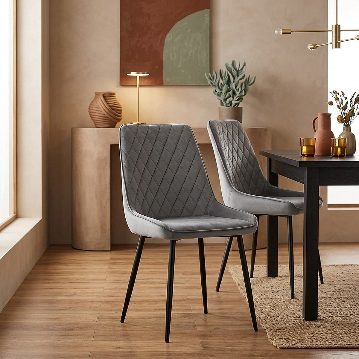 Chaise Velours - Chevy Gris 