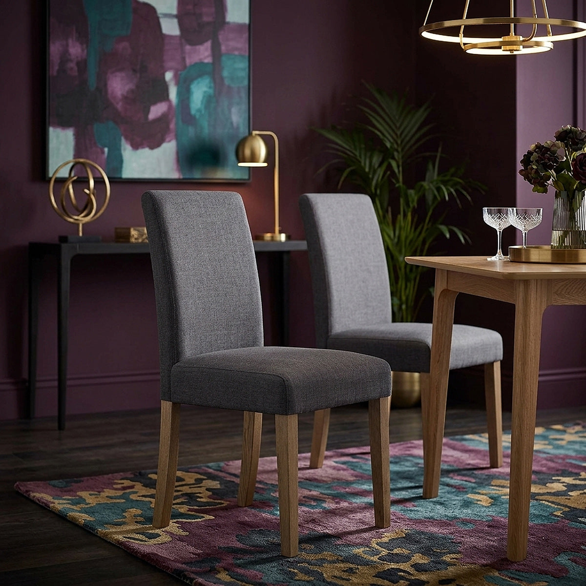 Chaise Bois Tissu - Chicago Gris Foncé 