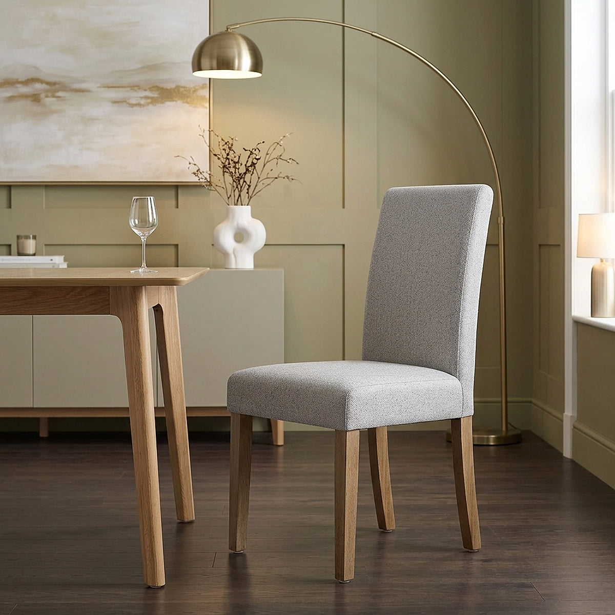 Chaise Bois Tissu - Chicago Gris 