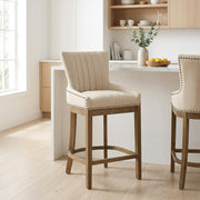 Chaise de Bar Bois Faux Cuir - Chiltern Crème 