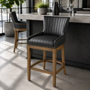 Chiltern Oak Bar Stool Black Leather