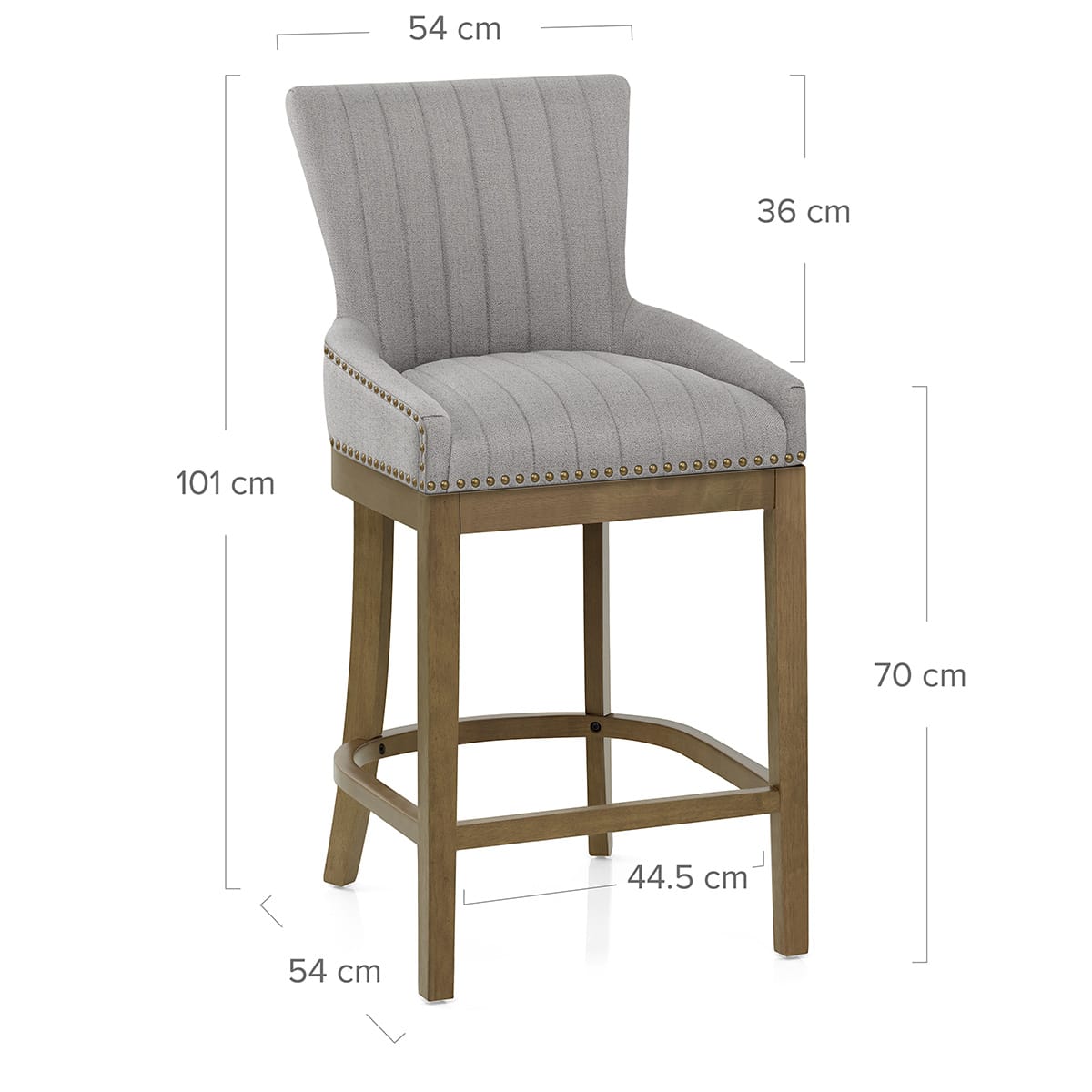 Chaise de Bar Bois Tissu - Chiltern Gris
