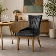 Chaise Bois Cuir Véritable - Chiltern Noir