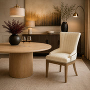 Chaise Bois Cuir Véritable - Chiltern Crème