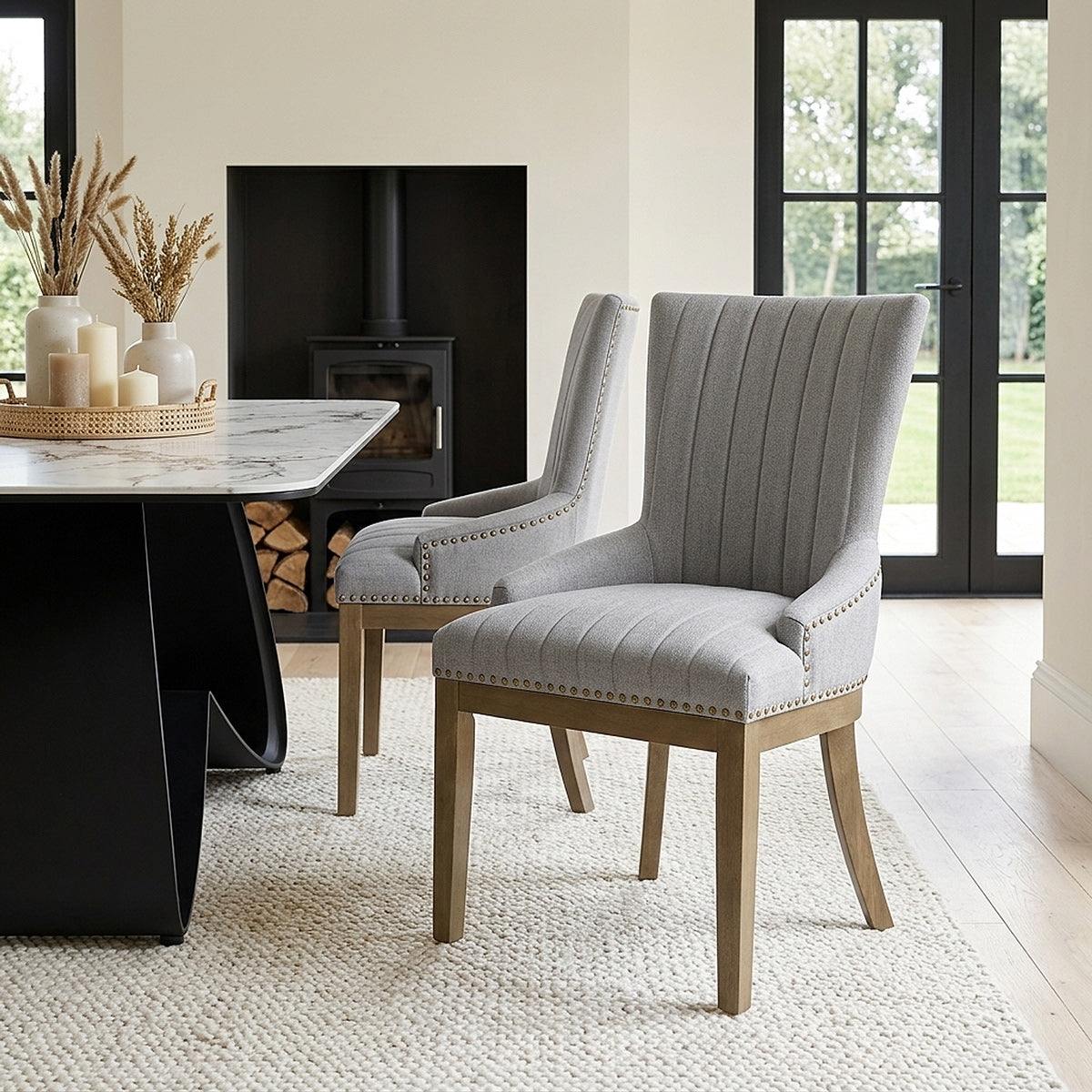 Chaise Bois Tissu - Chiltern Gris