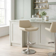 Chaise de Bar Simili Cuir Chrome Brossé - Christiana Crème 
