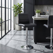 Chaise de Bar Faux Cuir Chrome - Breakfast Noir 