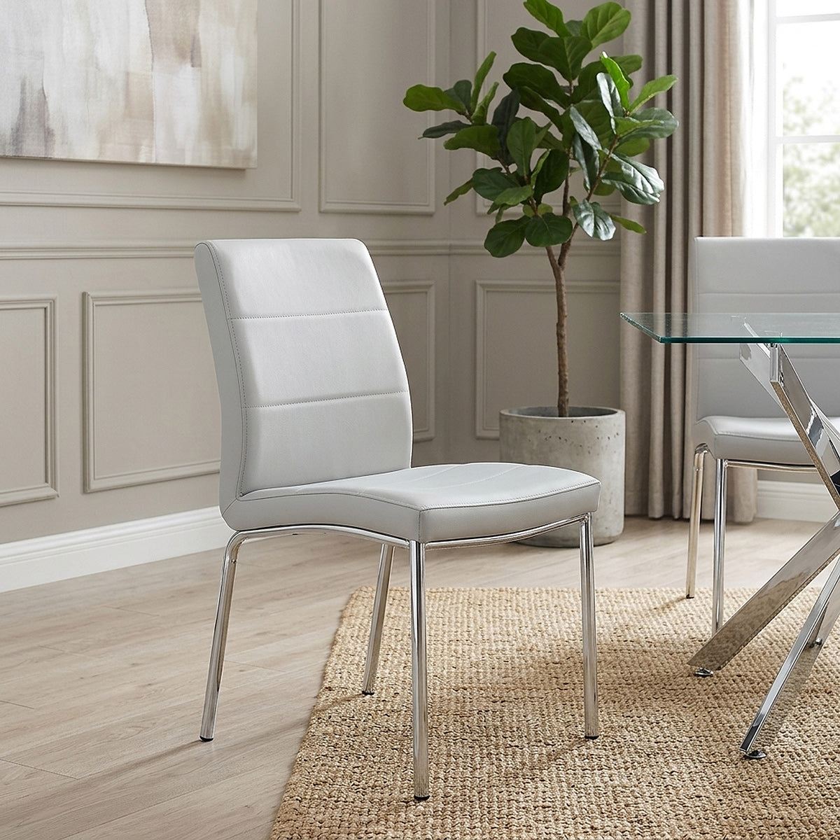 Chaise Faux Cuir Chrome - Breakfast Gris 