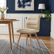 Chaise Cuir Véritable Bois - Ciro Crème