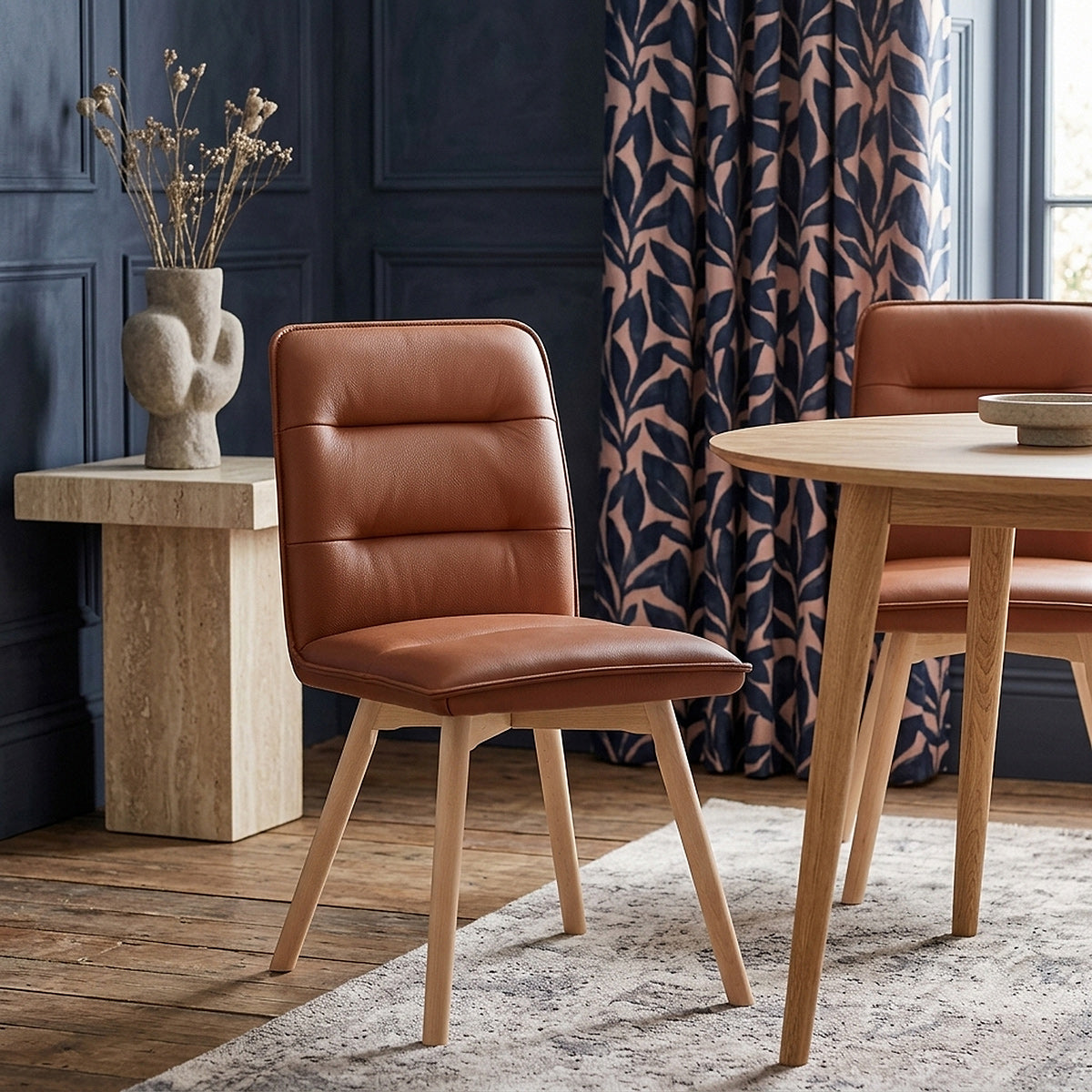 Chaise Cuir Véritable Bois - Ciro Marron