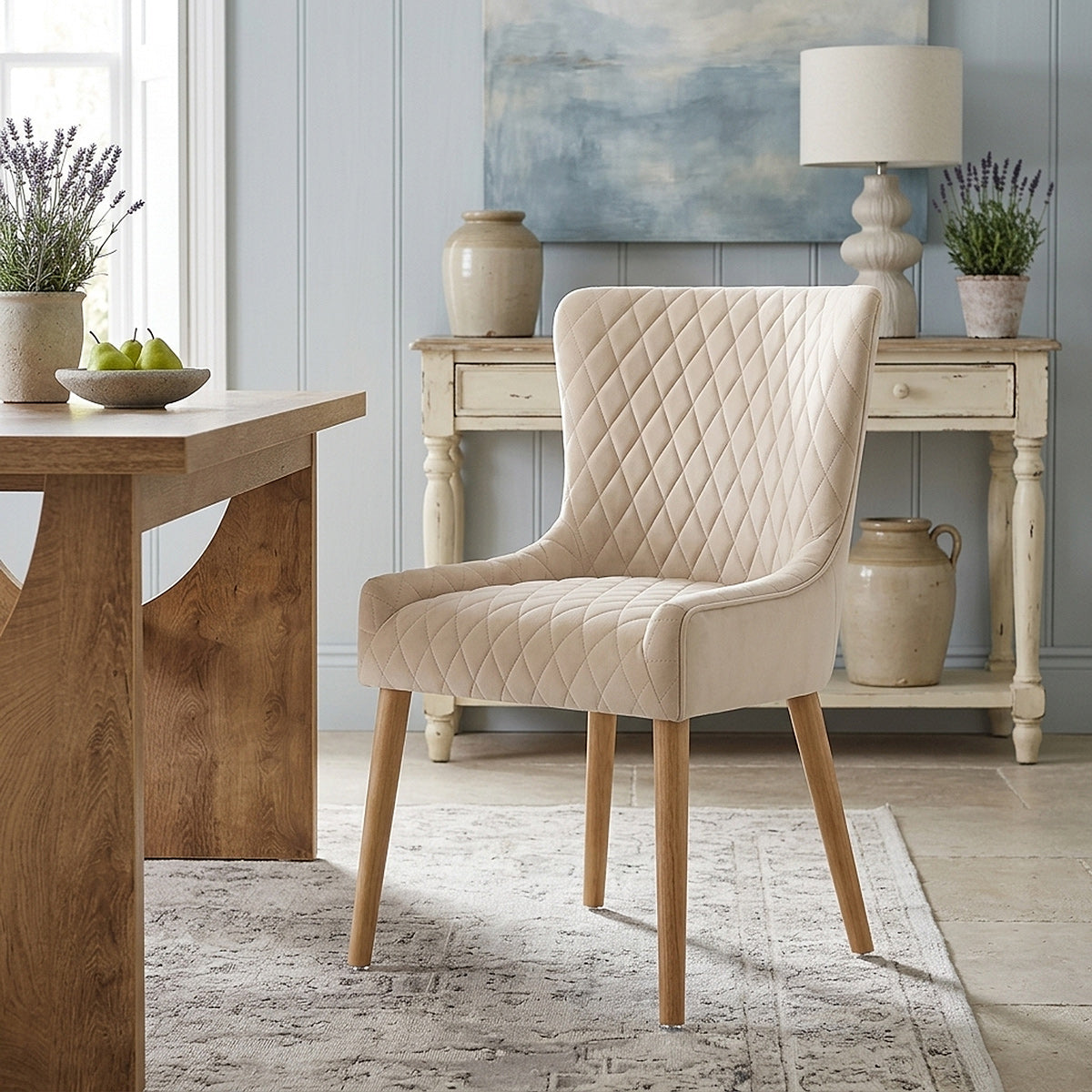 Chaise Bois Velours - City Crème 