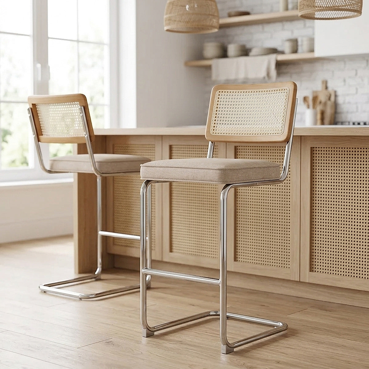 Tabouret de Bar Tissu - Clara Crème 