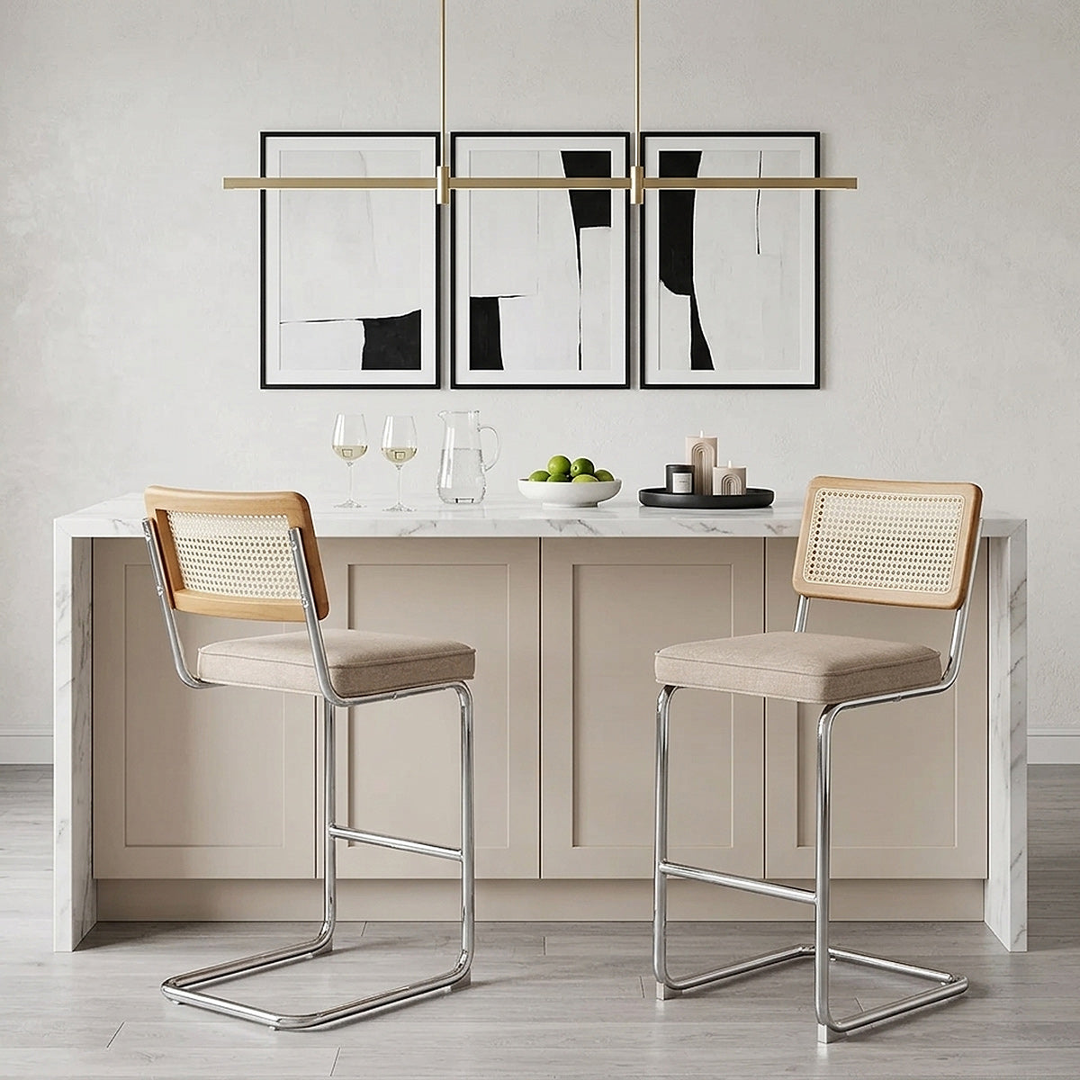 Tabouret de Bar Tissu - Clara Crème 