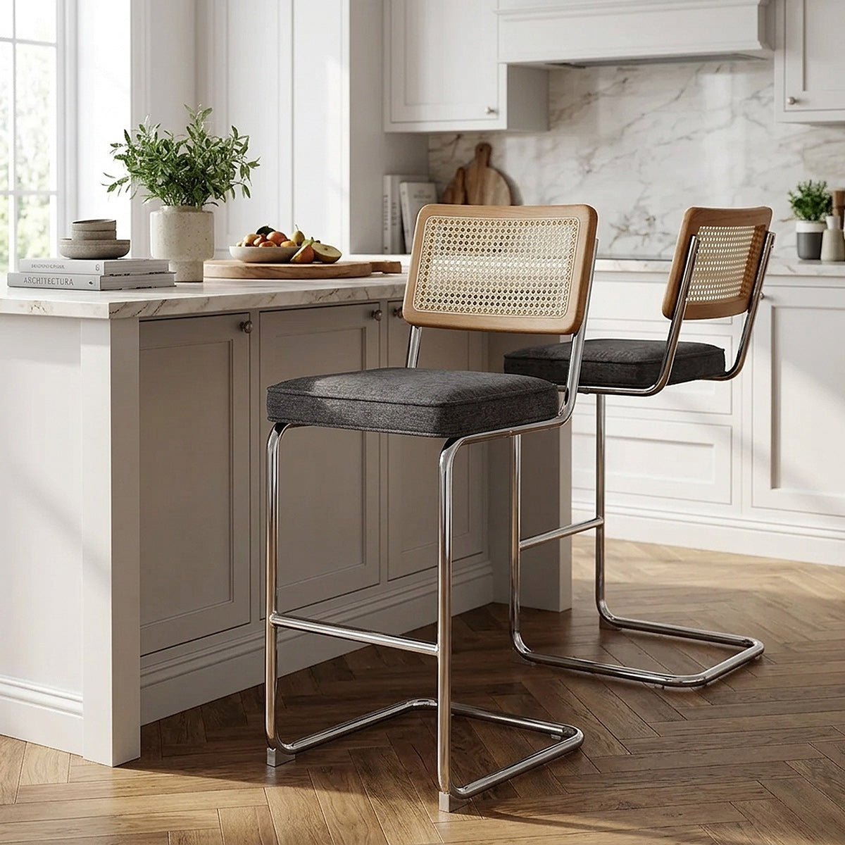 Tabouret de Bar Tissu - Clara Gris 