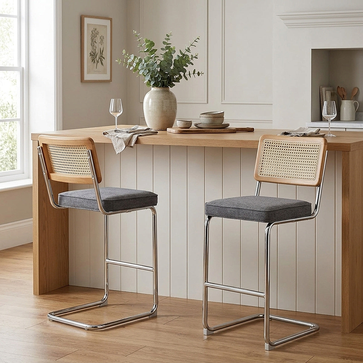 Tabouret de Bar Tissu - Clara Gris 
