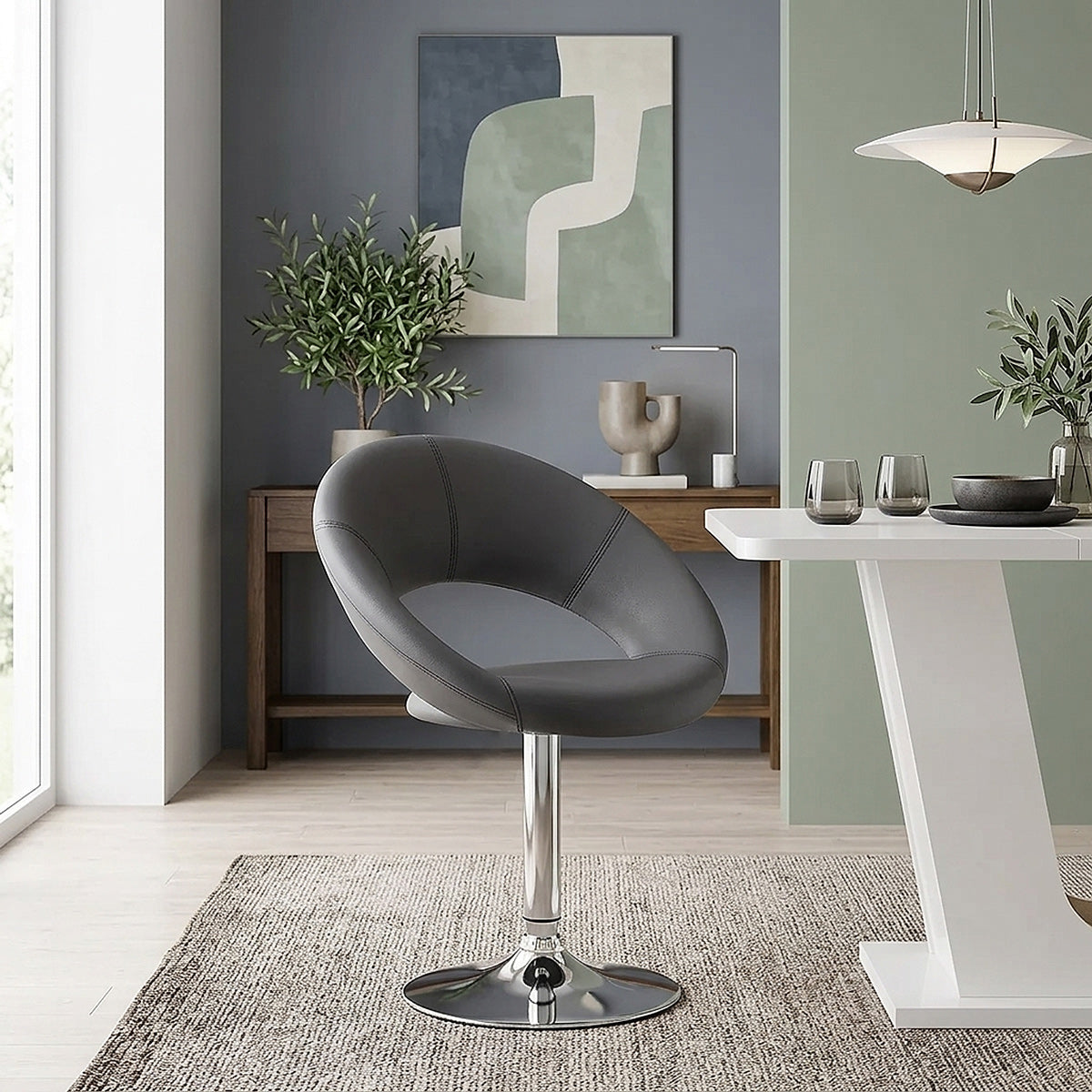 Chaise Faux Cuir Chrome - Clémentine Gris 