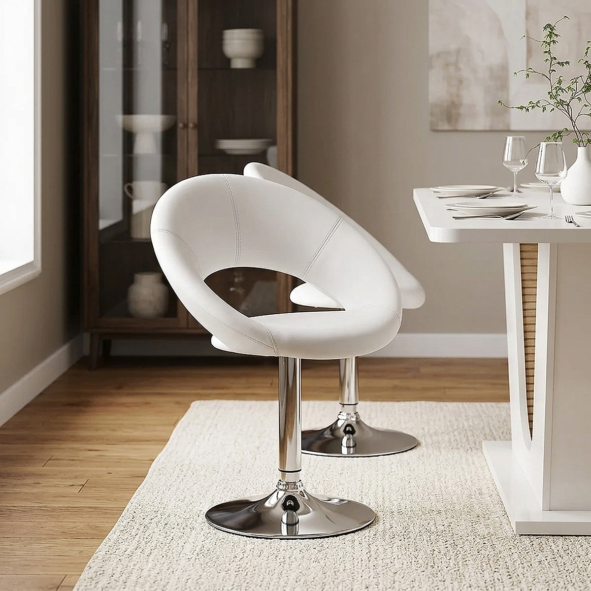 Chaise Faux Cuir Chrome - Clémentine Blanc 