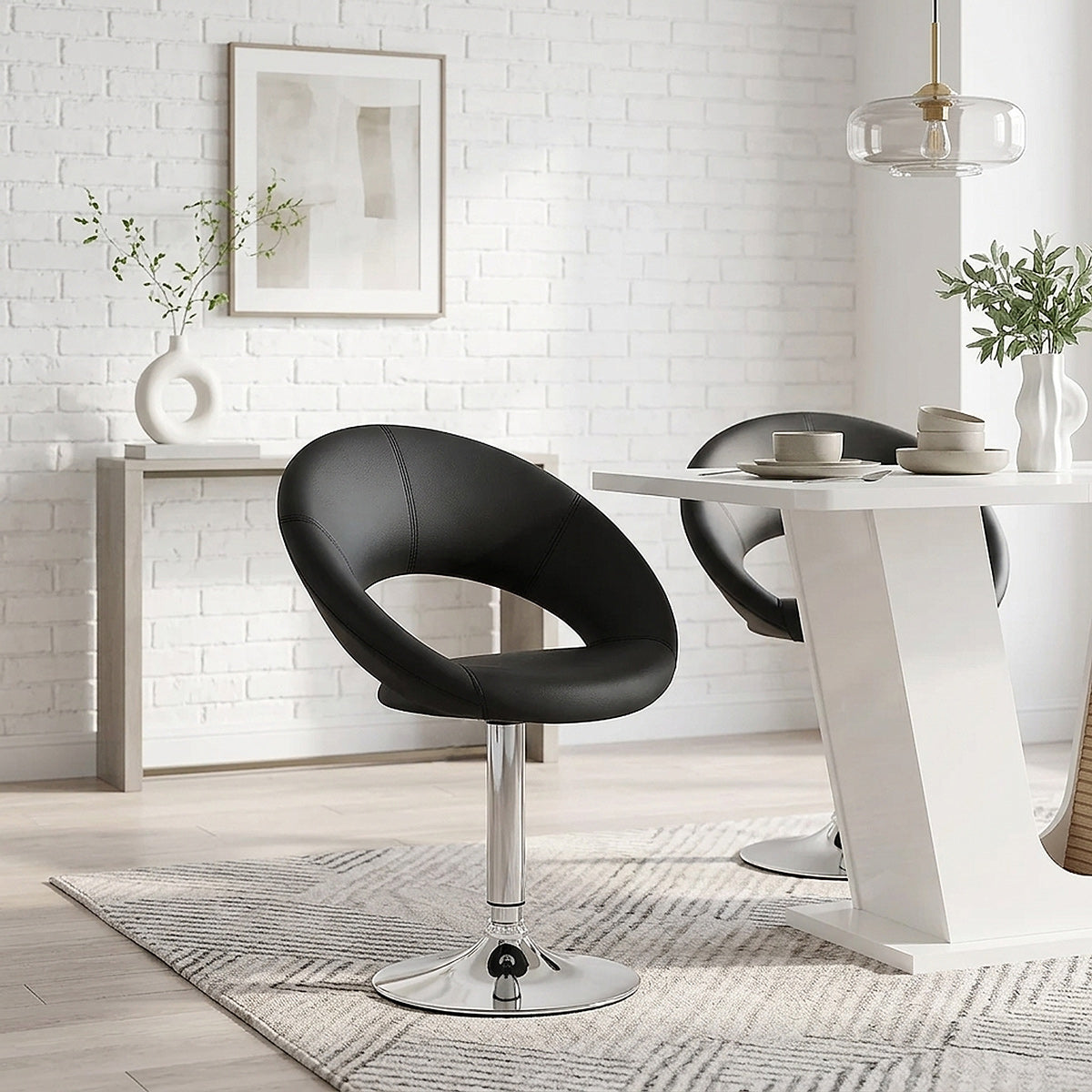 Chaise Faux Cuir Chrome - Clémentine Noir 