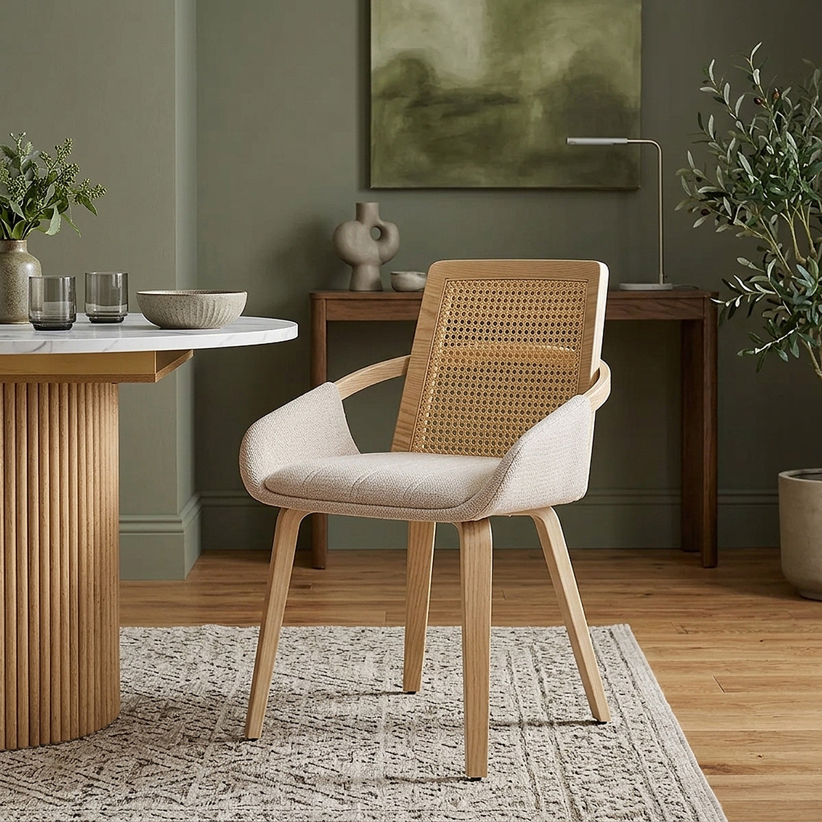 Chaise Bois Tissu - Cleveland Crème 