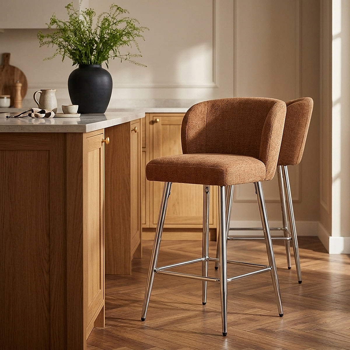 Tabouret de bar Tissu - Coast Marron 