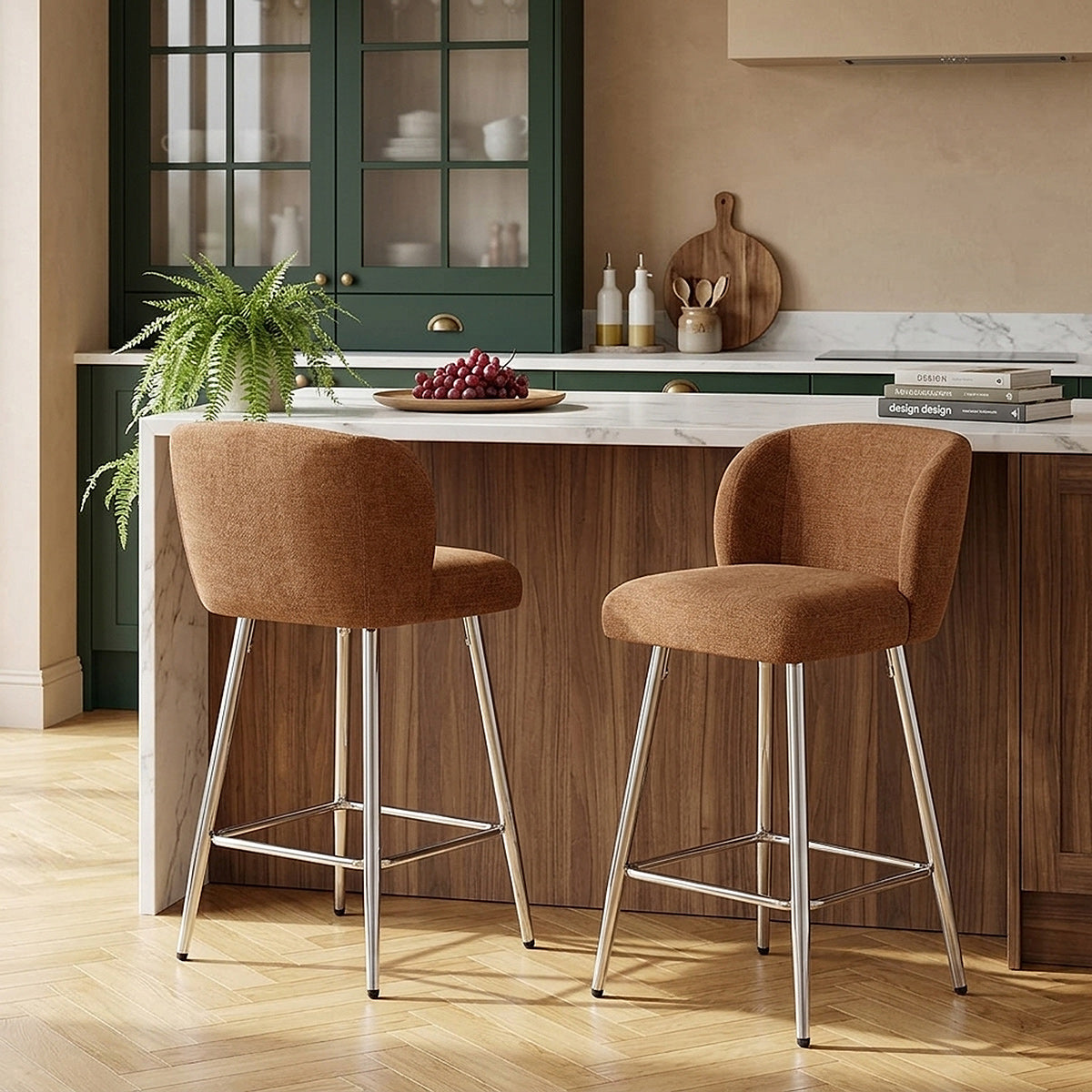 Tabouret de bar Tissu - Coast Marron 