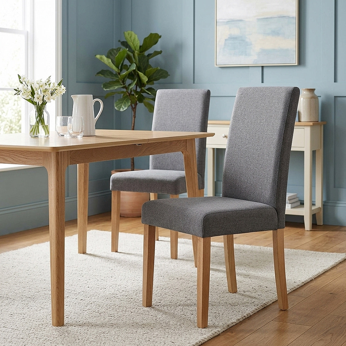 Chaise Bois Tissu - Columbus Chêne Gris 
