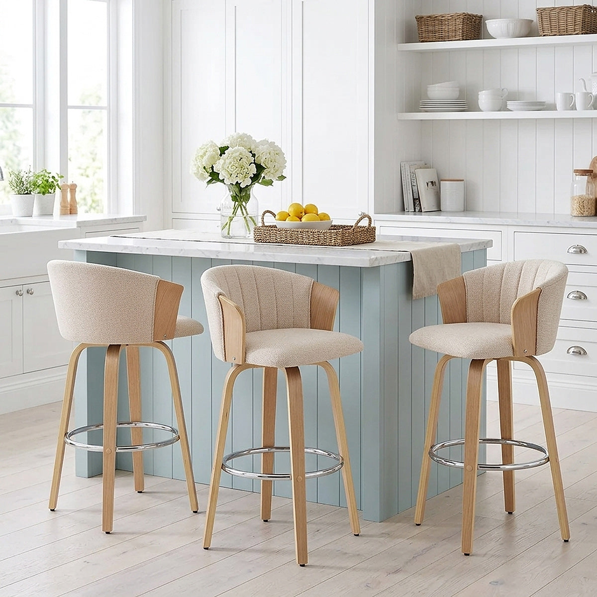 Tabouret de bar Tissu - Coral Crème 