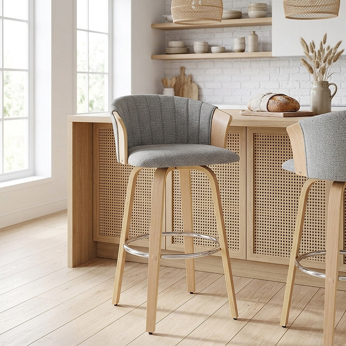 Tabouret de bar Tissu - Coral Gris Foncé 