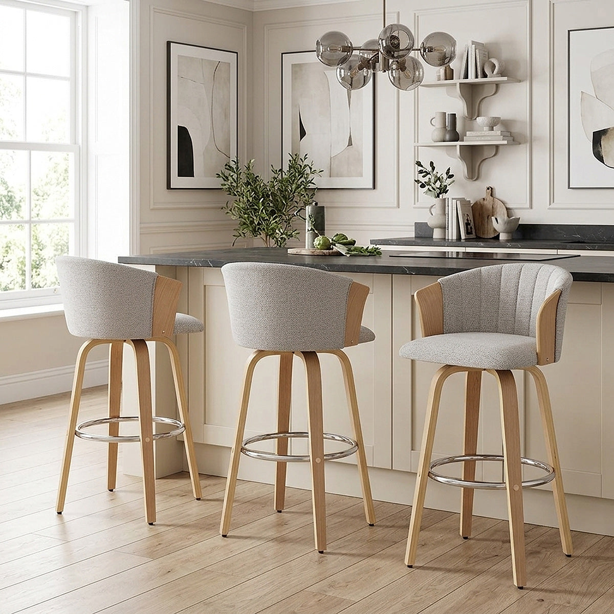 Tabouret de bar Tissu - Coral Gris 