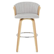 Coral Bar Stool Oak & Grey Fabric