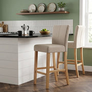 Tabouret de Bar Tissu Bois - Cornell Taupe 
