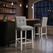 Chaise de Bar Bois Tissu - Crawford Gris 