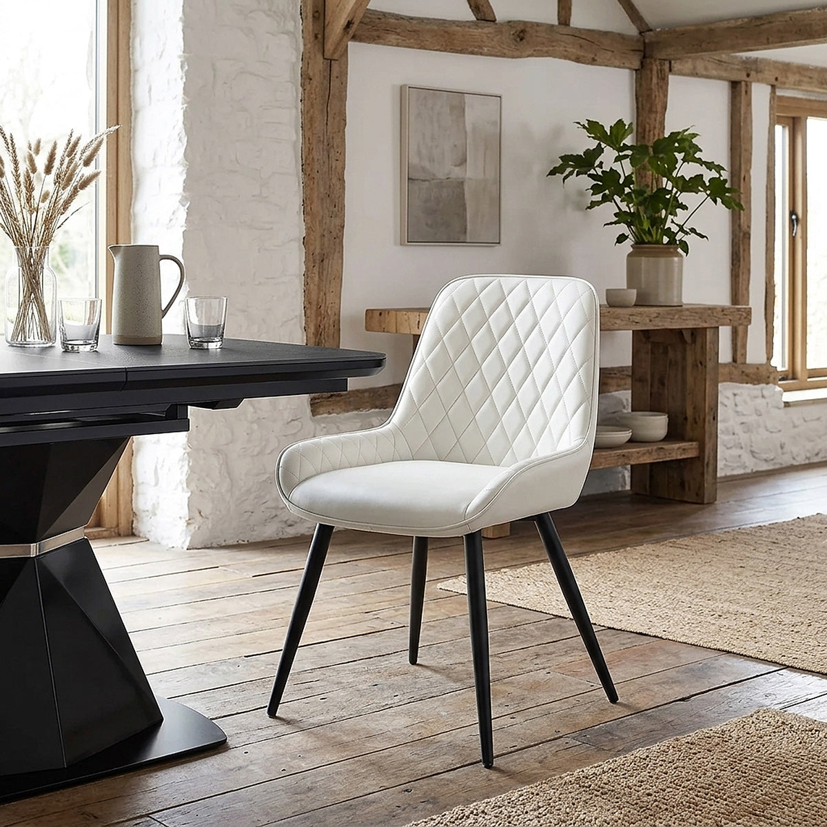 Chaise Faux Cuir Antique - Lincoln Crème 