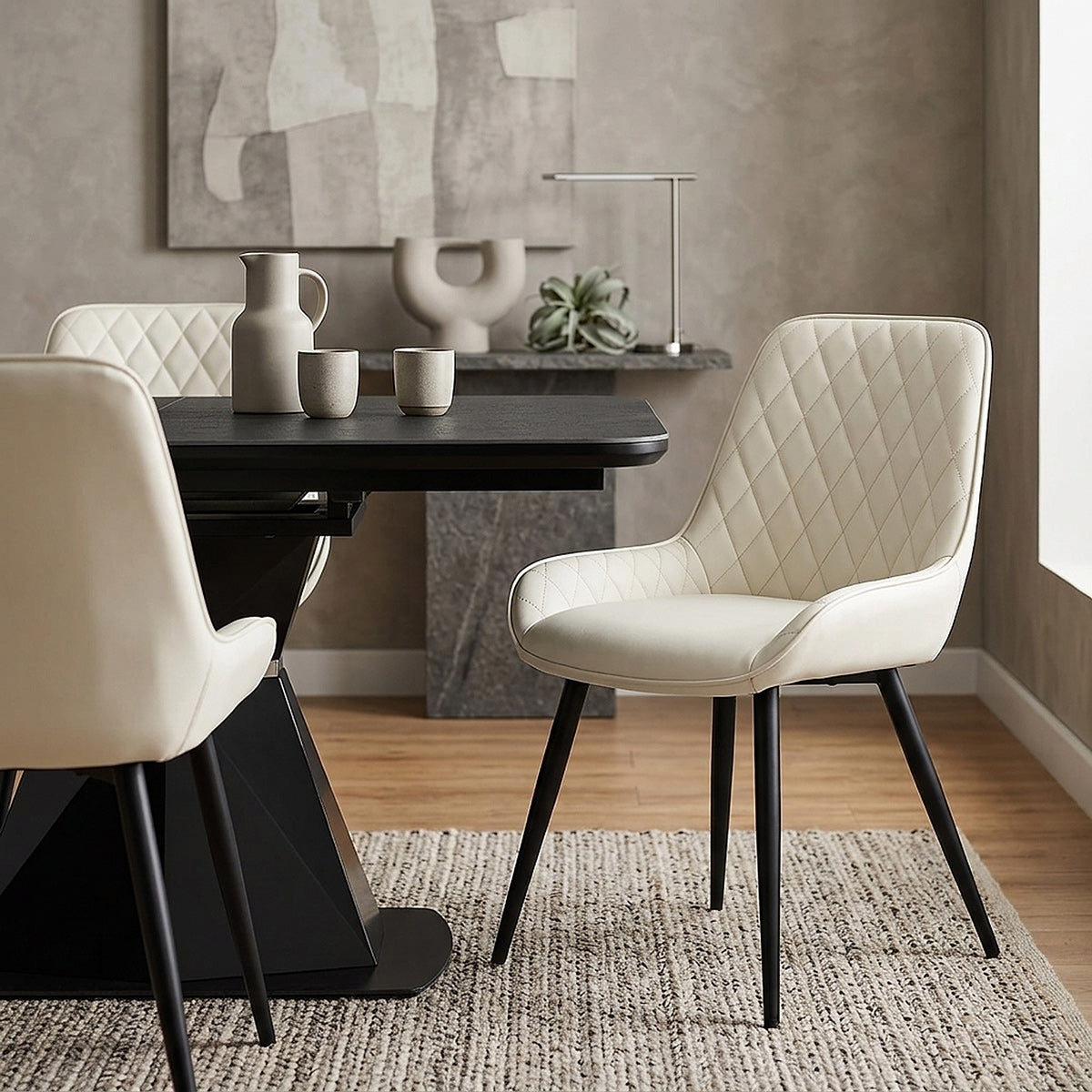 Chaise Faux Cuir Antique - Lincoln Crème 
