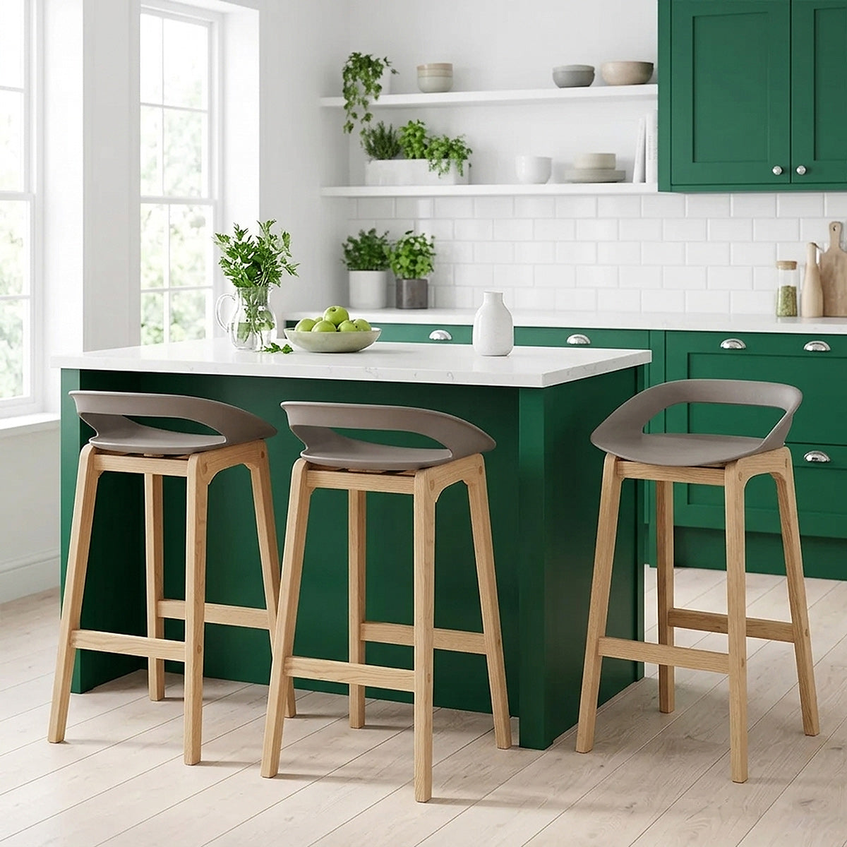 Tabouret de Bar Résine Bois - Crew Gris 