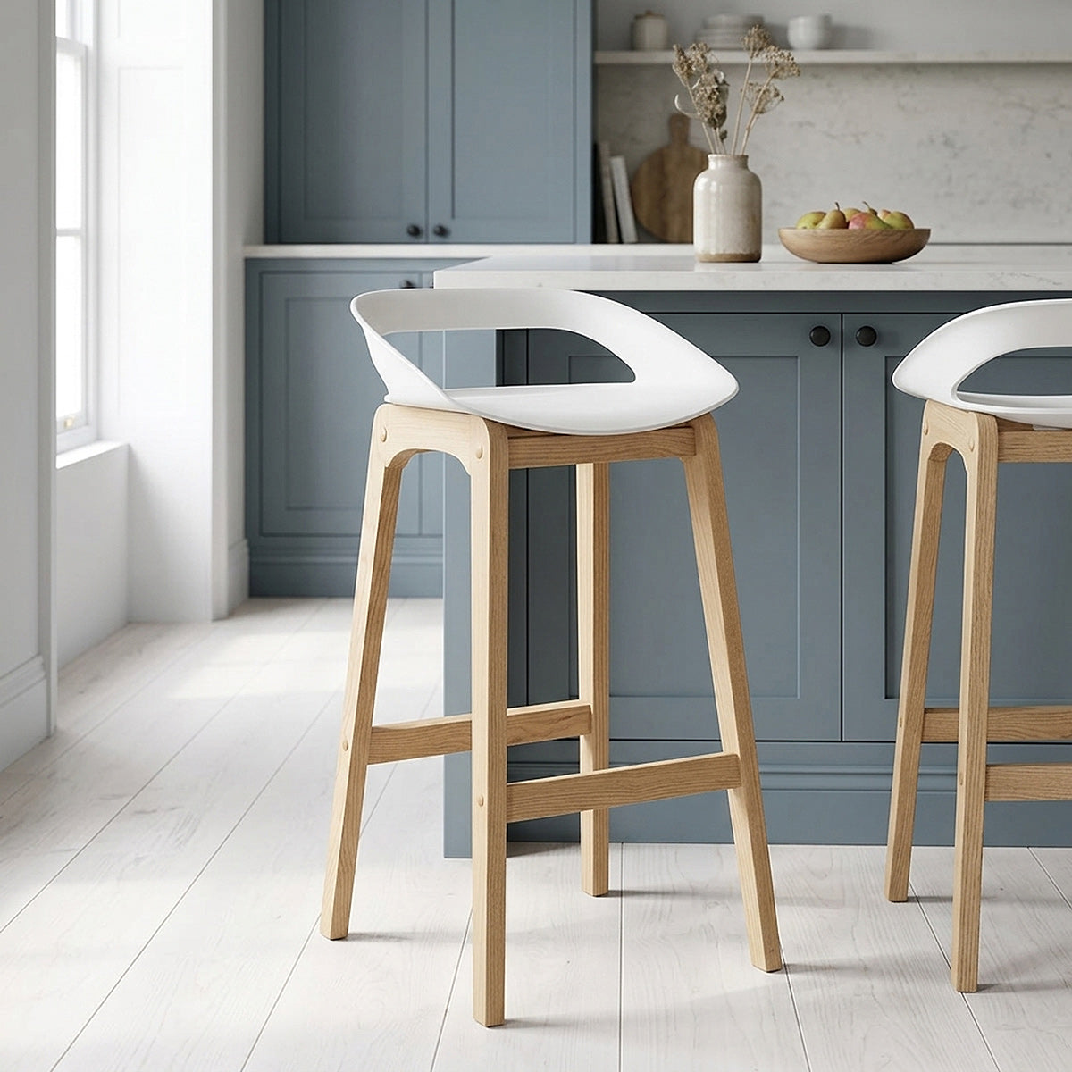 Tabouret de Bar Résine Bois - Crew Blanc 