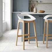Tabouret de Bar Résine Bois - Crew Blanc 