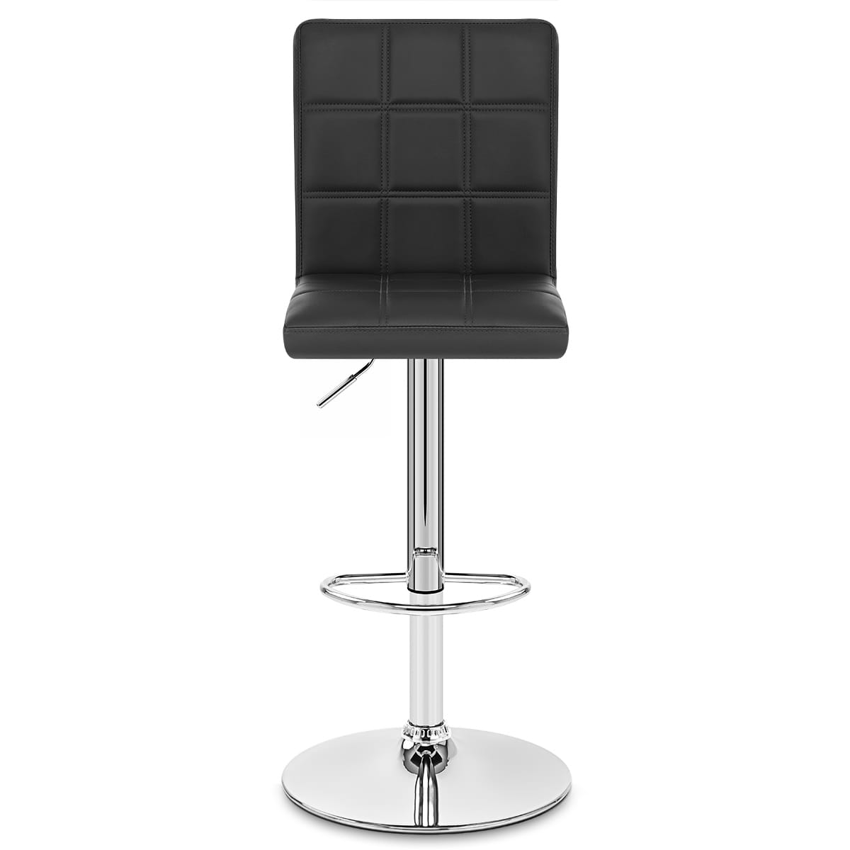 Chaise de Bar Faux Cuir Chrome - Criss Cross Noir 