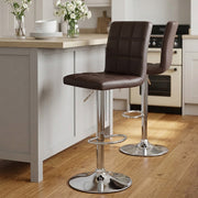 Chaise de Bar Faux Cuir Chrome - Criss Cross Marron 
