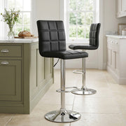 Chaise de Bar Faux Cuir Chrome - Criss Cross Noir 