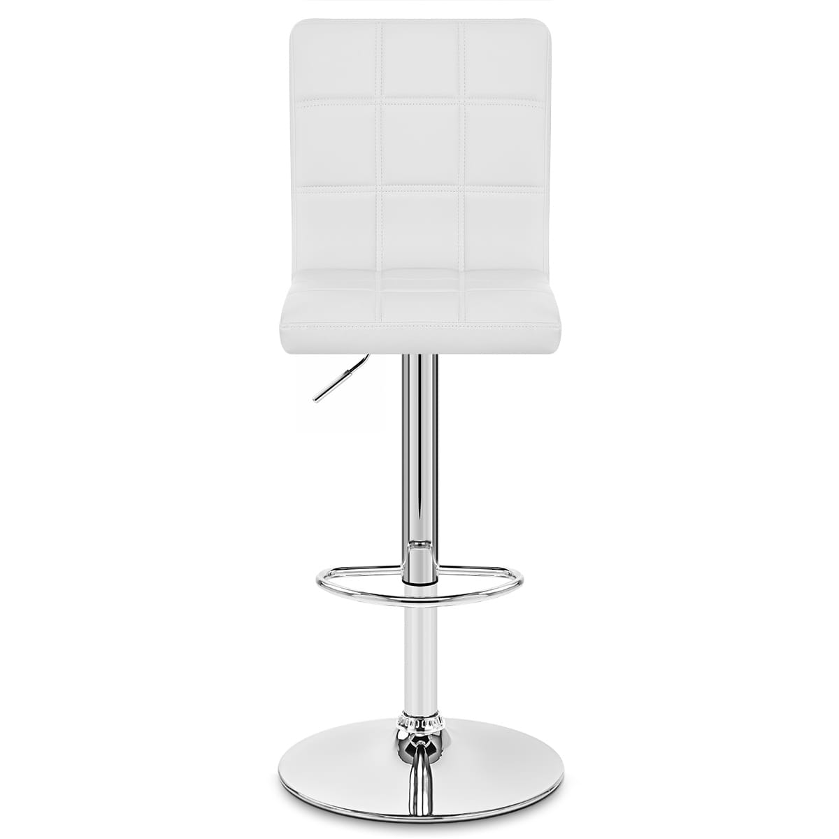 Chaise de Bar Faux Cuir Chrome - Criss Cross Blanc 