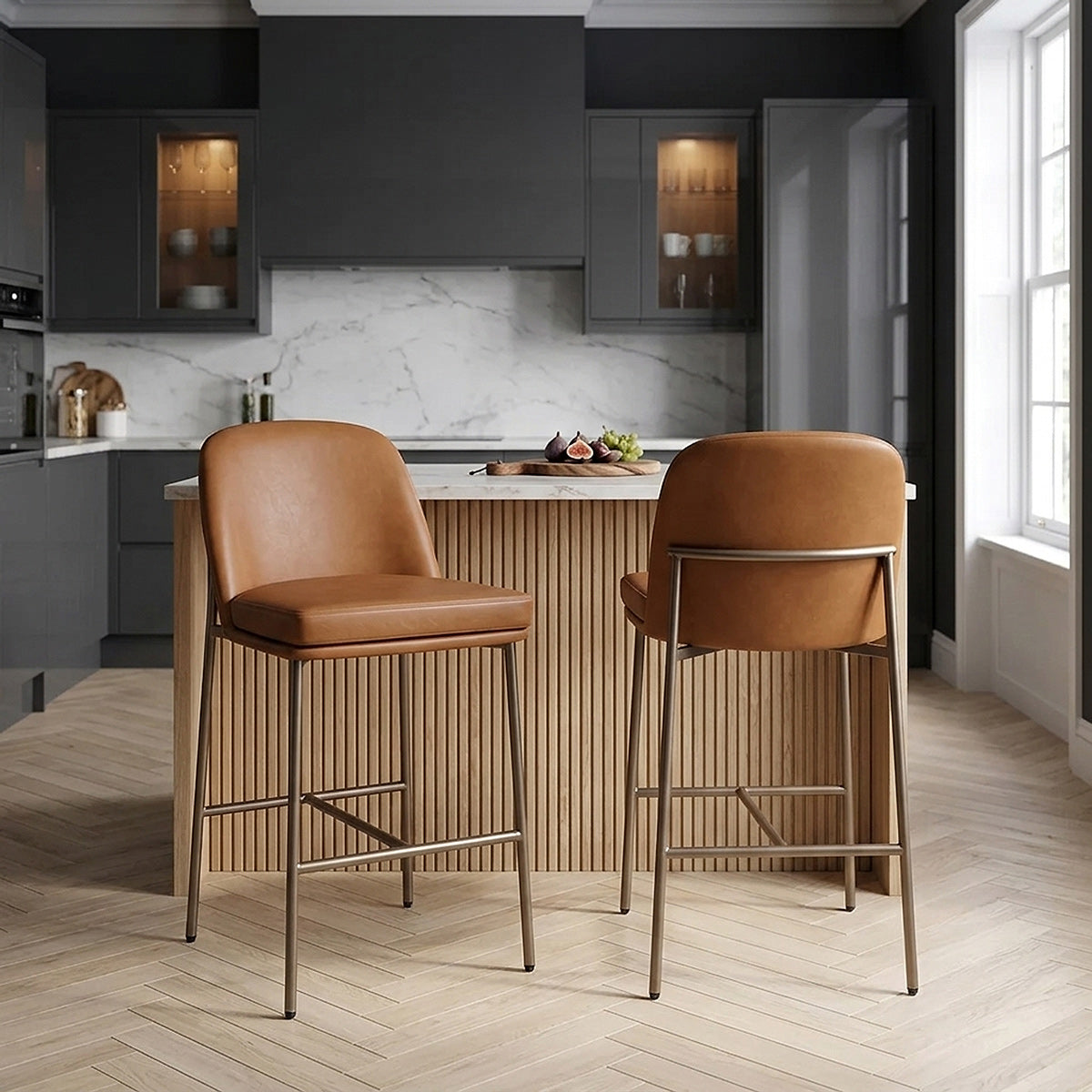 Tabouret Cuir Veritable - Cruz Marron 