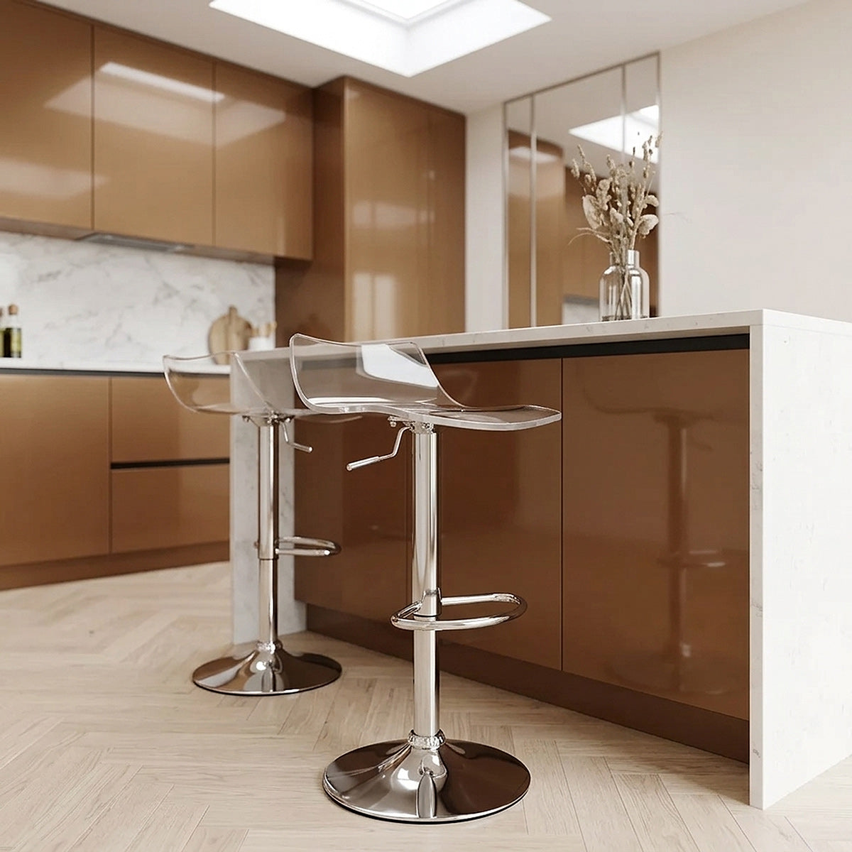 Chaise de Bar Acrylique Chrome - Crystal Transparent 